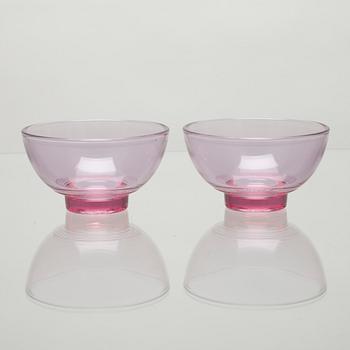 DESSERTSKÅLAR, 8 st, glas, Karhula-Iittala, 1900-talets mitt.