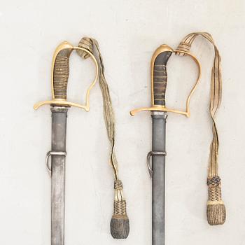 Two Swedish NCO's sword 1899 pattern with scabbards.