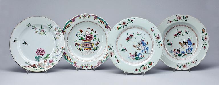 A set of 12 odd famille rose dishes, Qing dynasty, Qianlong (1736-95).