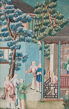 690. A painting by un unkown master of a tea shop, Qing dynasty, circa 1900.