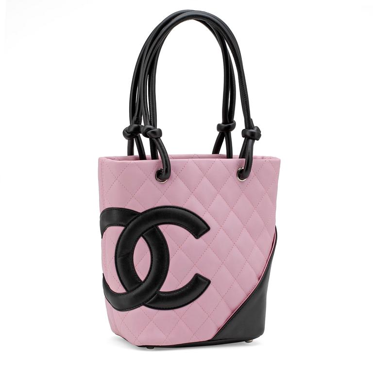 CHANEL, a pink leather "Small Shopping" handbag.