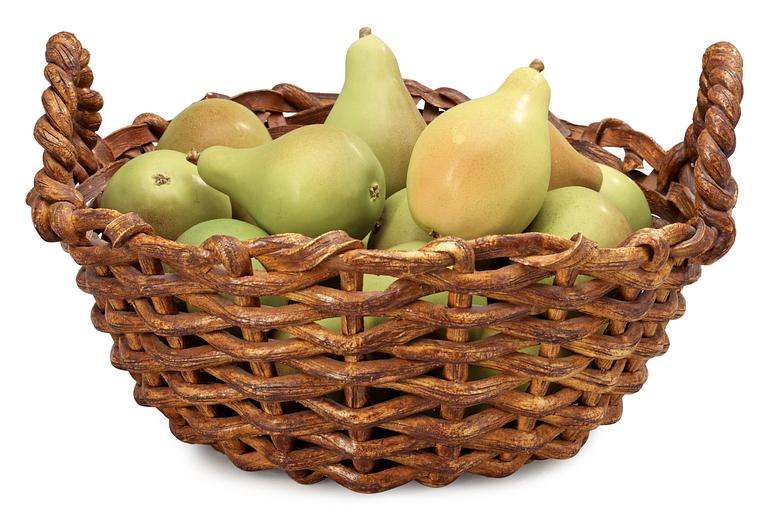 Ingrid Herrlin, An Ingrid Herrlin stoneware basket with 23 pears, Båstad.