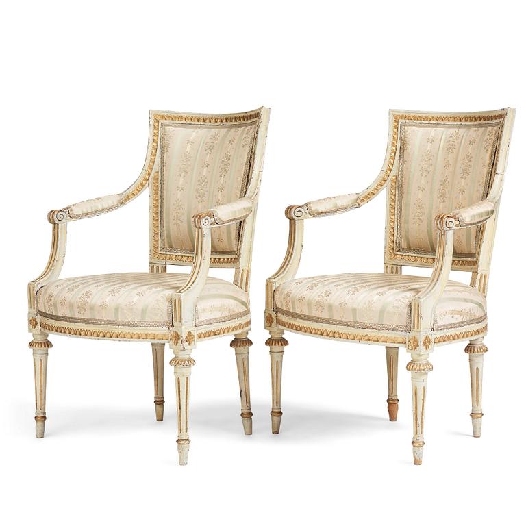 A pair of Gustavian armchairs by E Ståhl.