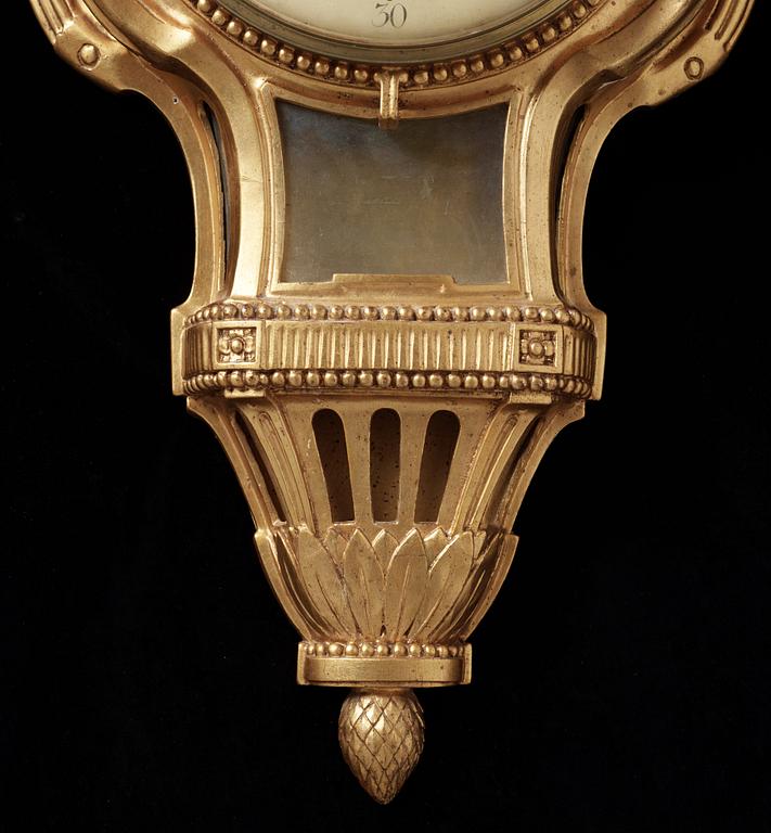 A Gustavian 18th century wall clock by J. Kock, master 1762.