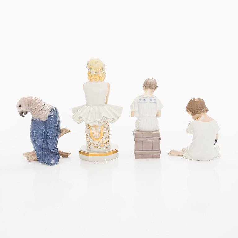 Figuriinit, Bing & Grøndahl sekä Royal Copenhagen, 4 kpl, posliinia.