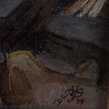 Rolf Juell Gleditsch, oil on panel, signed with monogram RJS and dated 1924.
