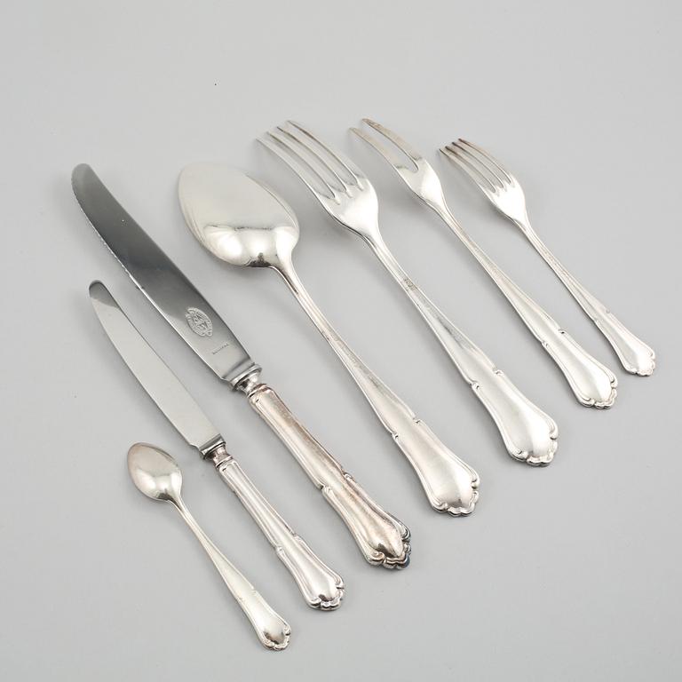 BESTICK, 11 + 55 st, silver samt nysilver, "Saga", 1900-tal.