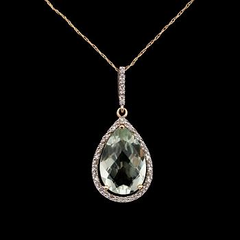 HÄNGE MED KEDJA,  14 k guld och vitguld, ametist och diamanter tot ca 0.07 ct.