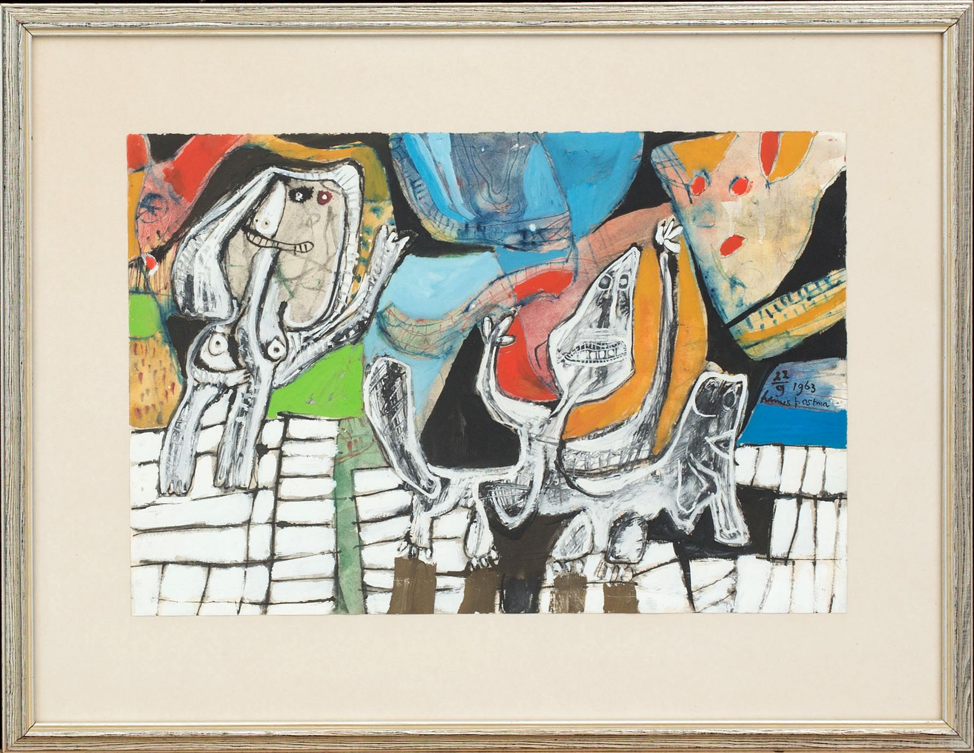 HANNES POSTMA, blandteknik signerad och daterad 1963.