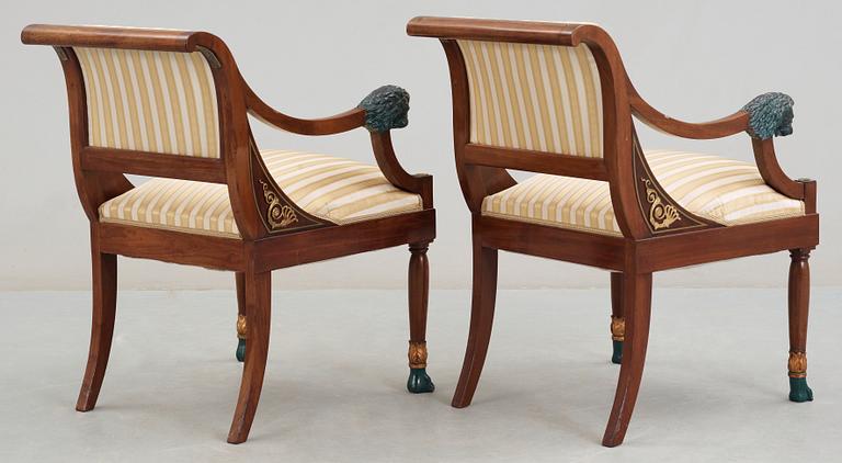 A set of five Empire 19th century chairs.