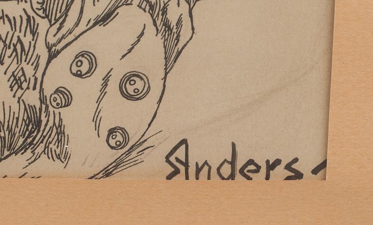 ANDERS ANDERSÖ. tuschteckning. Signerad.