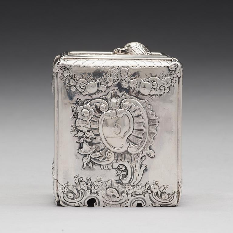 An English 18th century George II silver tea-caddy, mark of Christian Hillan, London 1738.