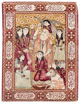 295. ANTIQUE KERMAN LAVER FIGURAL. 80,5 x 61 cm.