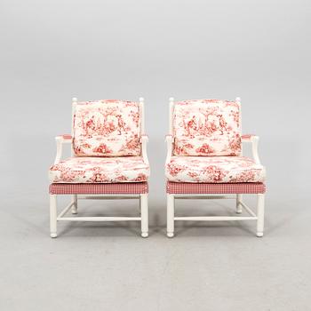 Armchairs, a pair of Gripsholm chairs, Sweden, second half of the 20th century.