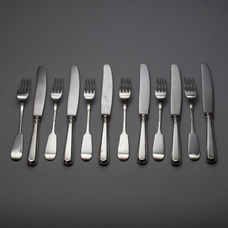 BESTICK, 6+6 st, silver, "Helsingfors" Kultakeskus, Tavastehus 1957-1960. Tot. vikt ca 580 g.