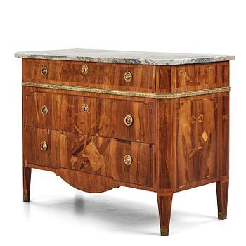 A Gustavian marquetry commode attributed to G. Foltiern (master in Stockholm 1771-1804).