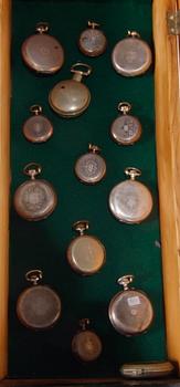 SAMLING FICKUR, 13 st, mest silver, 1800-1900-tal.