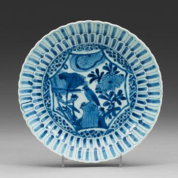 517. A set of seven blue and white kraak dishes, Ming dynasty, Wanli (1572-1620).