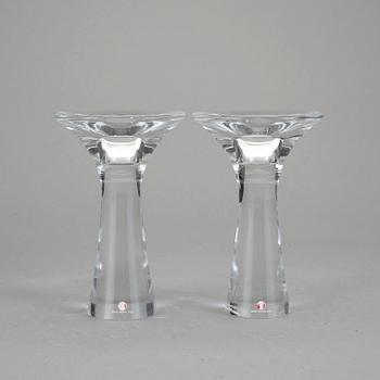 LJUSSTAKAR, ett par, glas, "3412", signerade Tapio Wirkkala, Iittala.