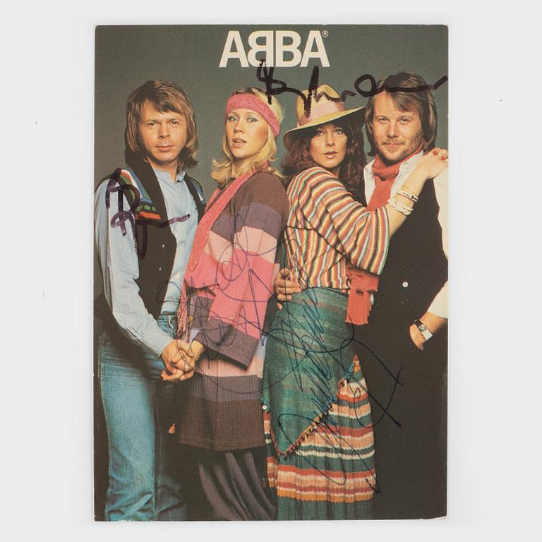 ABBA, vykort, signerat.