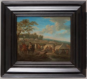 Charles Breydel Attributed to, Field camp with troops and horses.