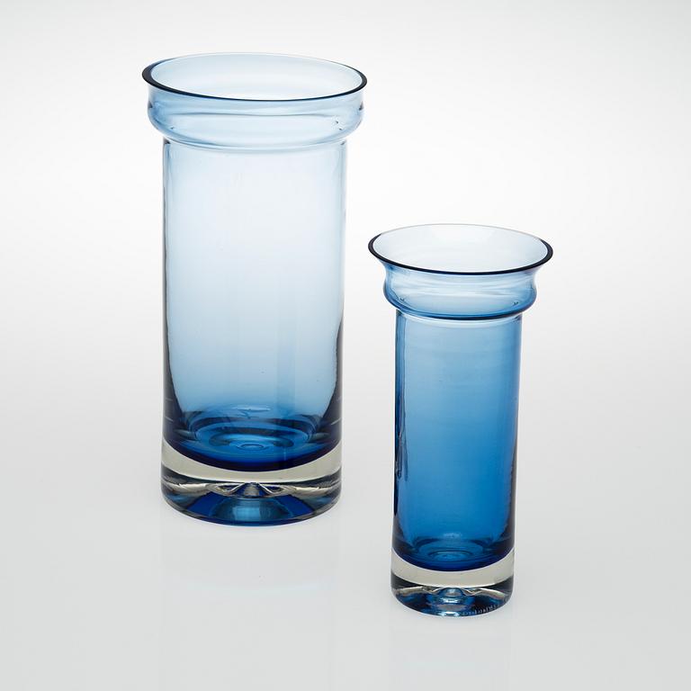 NANNY STILL, TWO GLASS VASES, "Rondo", signed Nanny Still Riihimäen Lasi oy. 1960s.