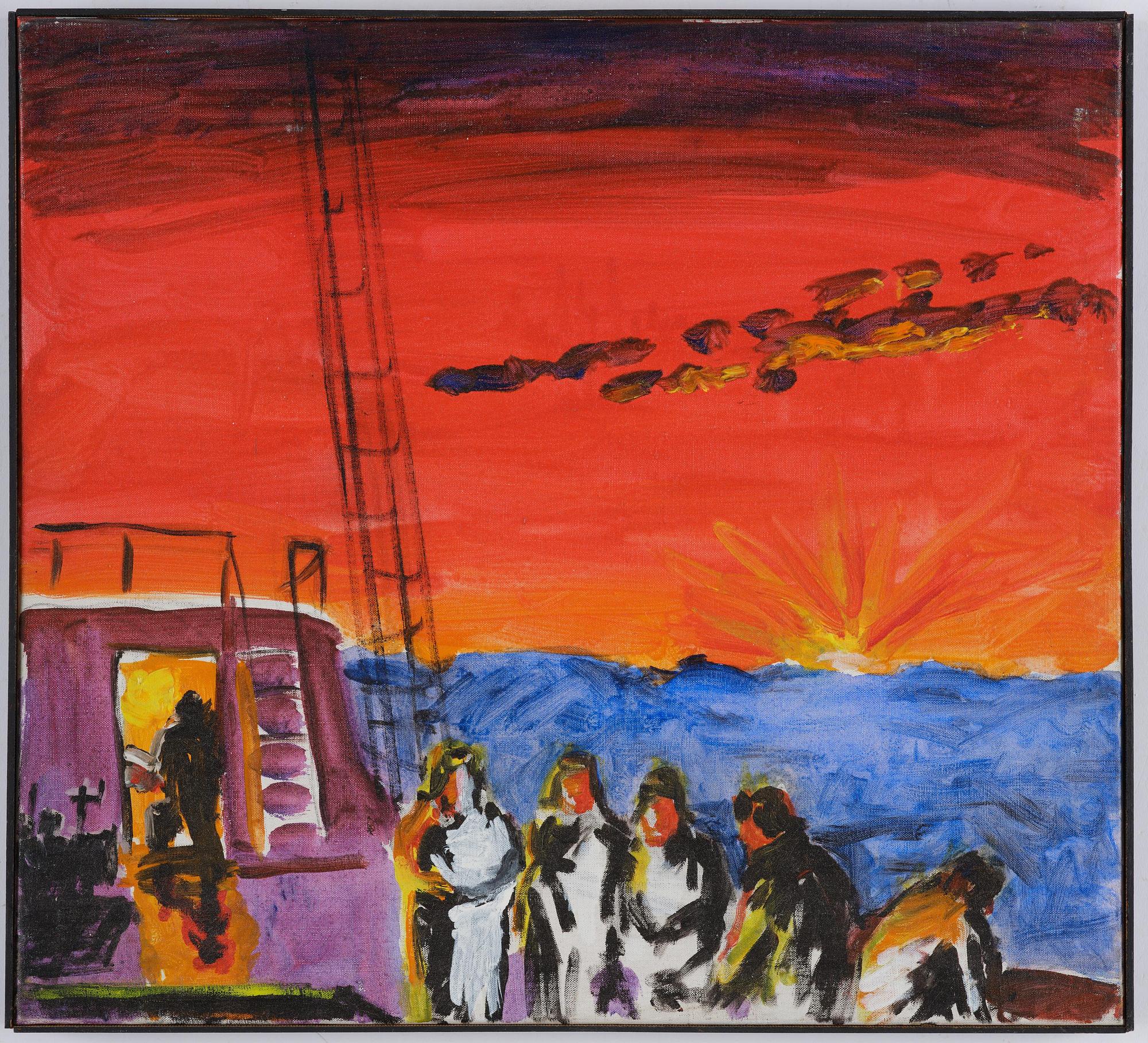 Gösta Werner, Marint motiv, röd himmel.