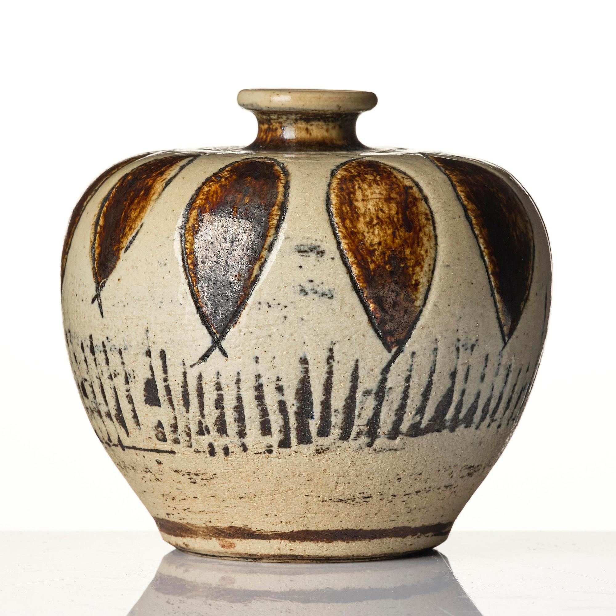 Anders Bruno Liljefors, a stoneware vase, Gustavsberg Studio, 1952.