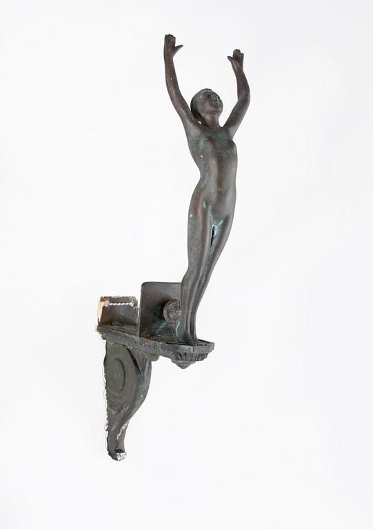VÄGGLAMPETT, brons, art deco, 1920-tal.