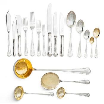 280. A Swedish 156 piece silver table-cutlery with wood box, mark of company Nordiska Kompaniet, Stockholm 1917.
