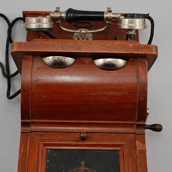 VÄGGTELEFON, Telegrafverkets verkstad, Nynäshamn, 1900-talets början.