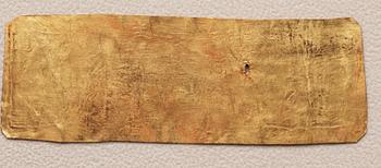 A set of nine presumably modern Egyptian-style gold foil sheets with figures and hieroglyphs.