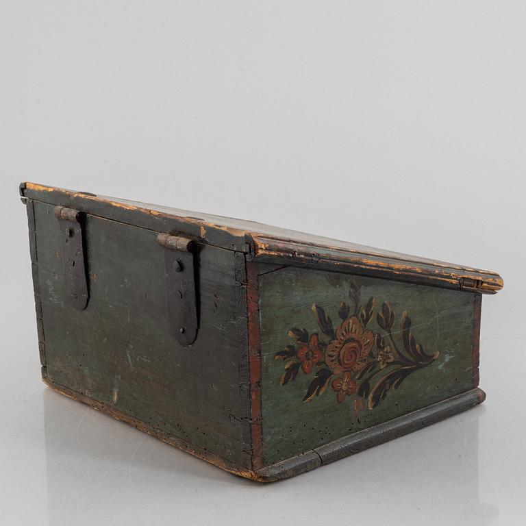 A Swedish polychrome-painted writing box, dated 1788.