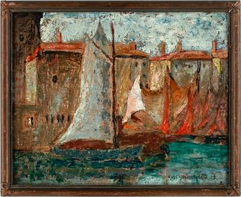 ALF SUNDSTRÖM, olja på pannå. Sign o dat -23.