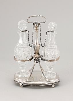 BORDSSTÄLL, silver, glas, Nederländerna, 1800-tal. Silvervikt ca 450 gram.