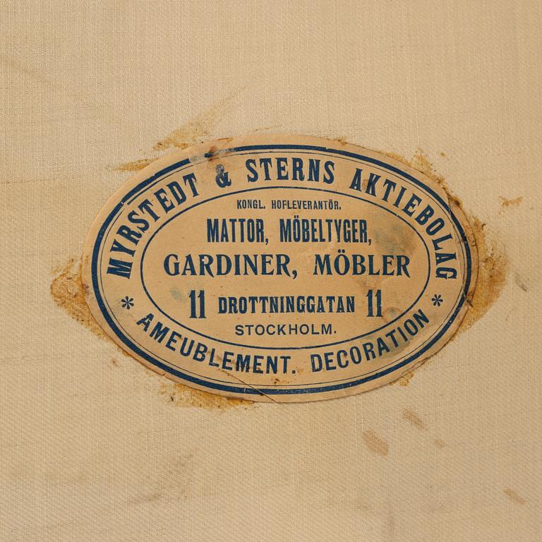 Salongsgrupp, 9 delar, gustaviansk stil, Myrstedt & Stern, Stockholm, 1900-talets början,