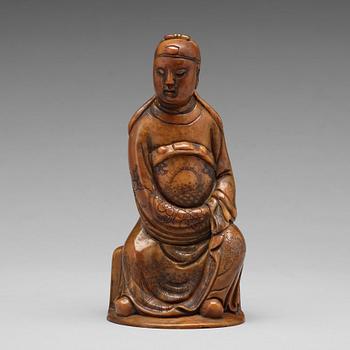 613. A soapstone sculpture of a mandarin official, late Qing dynasty.