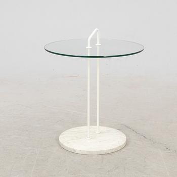 A late 20th century marble and glass side table.