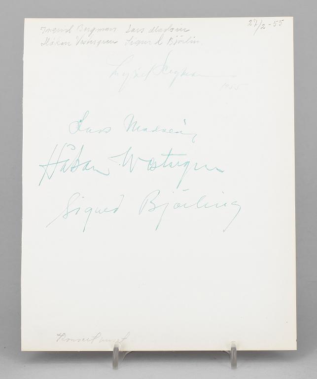 AUTOGRAFER, 14 st, filmstjärnor och musikartister, egenhändiga av bla Ingrid Bergman 1955.