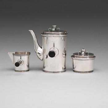 A C.F Carlman three pcs silver coffee service, Stockholm 1948.