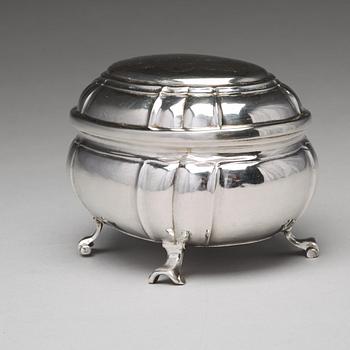 A Swedish 18th century silver sugar-casket, mark of Johan Pettersson Berg, Norrköping 1743.