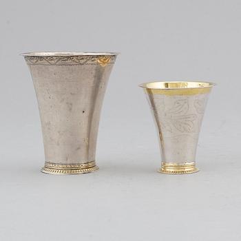 Two parcel-gilt Swedish silver beakers, second half of the 18th Century.