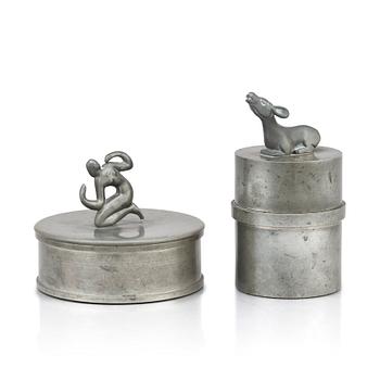 276. Firma Svenskt Tenn, Nils Fougstedt and Björn Trägårdh, two pewter boxes, Stockholm 1929 and 1932.