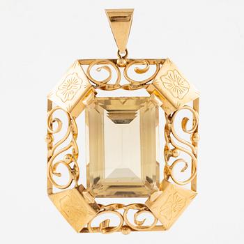 Pendant, 18K gold with citrine.