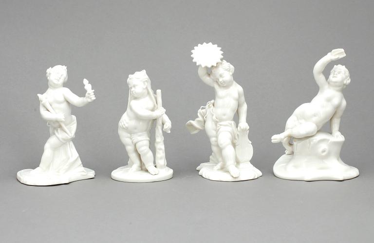 BORDSFIGURINER, 11 st, porslin, Nymphenburg, omkring sekelskiftet 1900.