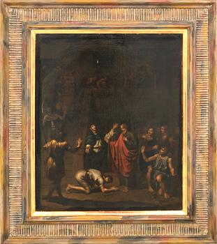 Domenico Zampieri hans art, St johannes och St Petrus helar en lam man.
