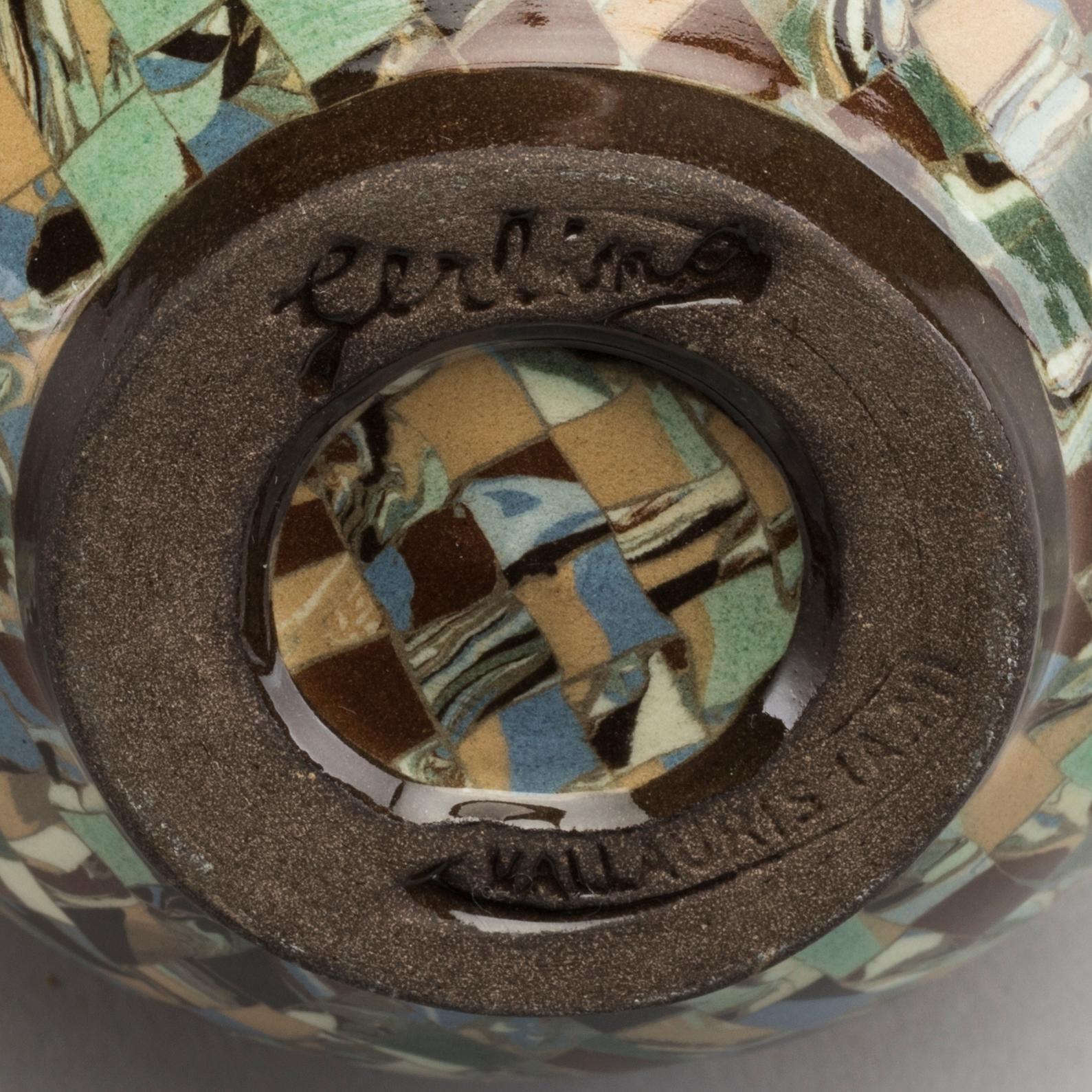 A set of 6 pcs of vases and a bowl, stonewere, Gerbino Vallauris.