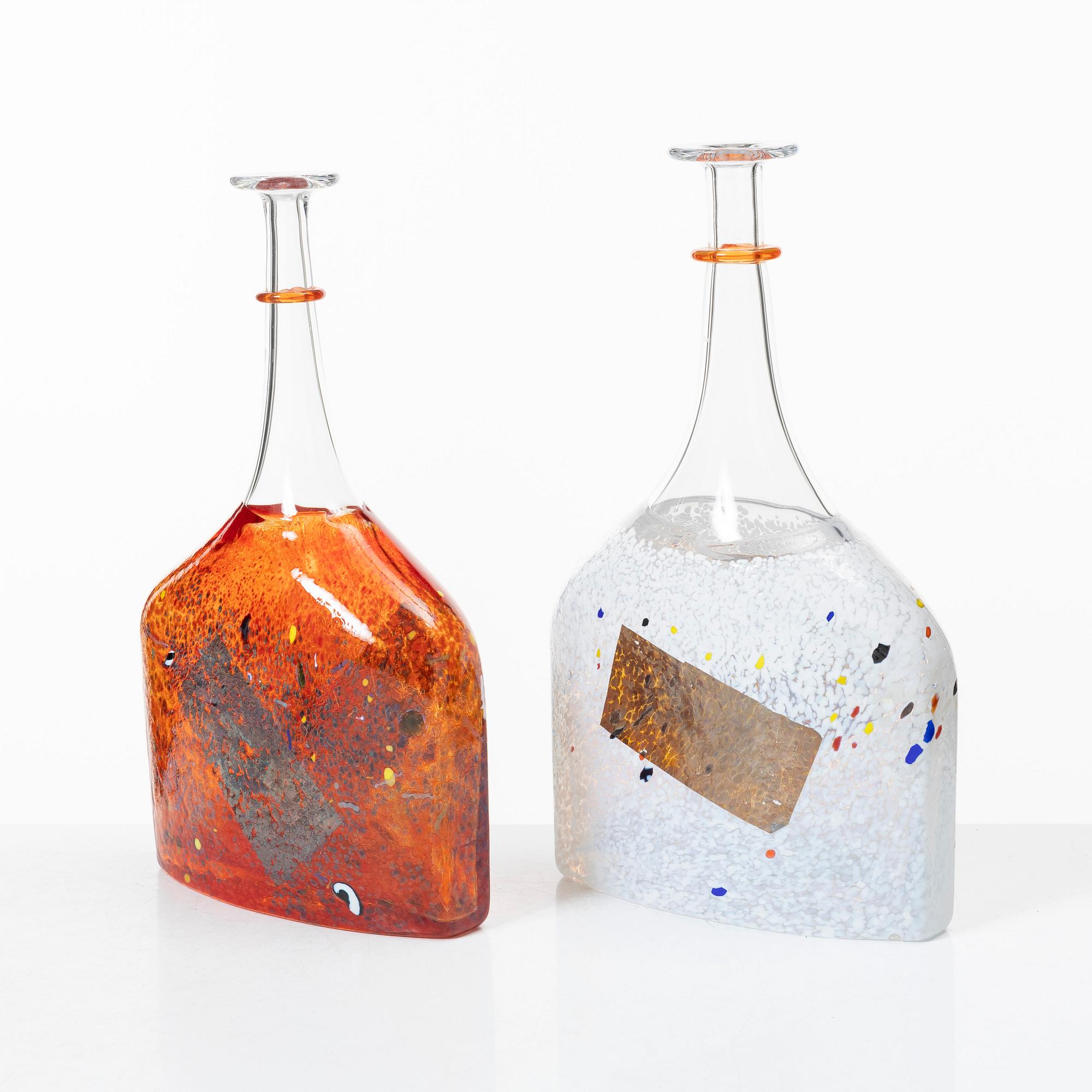 Bertil Vallien, vaser, 5 st, glas, "Satellite", Kosta Boda.