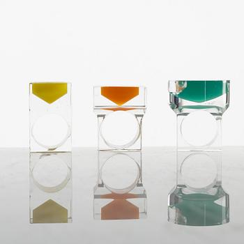 Siv Lagerström, three acrylic plastic rings, 1970s.