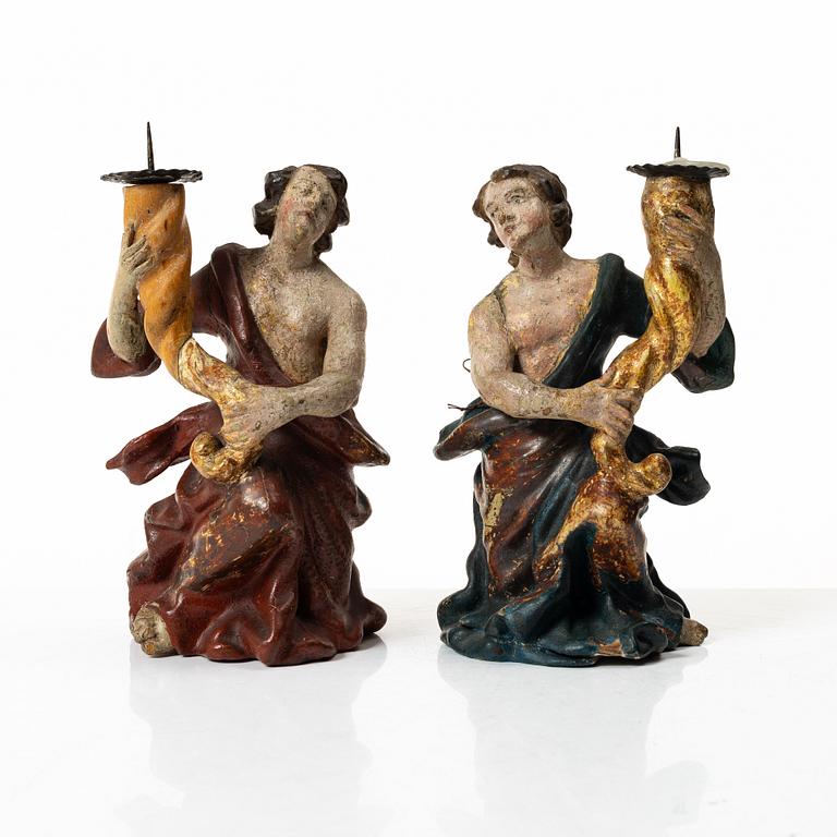 Ljusstakar, ett par, 1700/1800-tal.